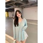 Long-sleeve Slit T-shirt / Sweatshorts