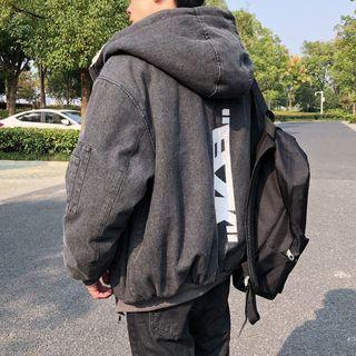 Long-sleeve Letter Printed Hooded Denim Jacket