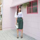 Band-waist Colored Midi Skirt