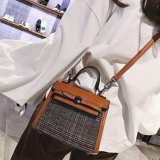 Plaid Faux-leather Shoulder Bag