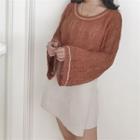 Wide-sleeve Open Knit Sweater