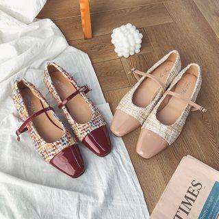 Low-heel Tweed Mary Jane Pumps