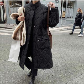 Long-sleeve Quilted Argyle Long Jacket