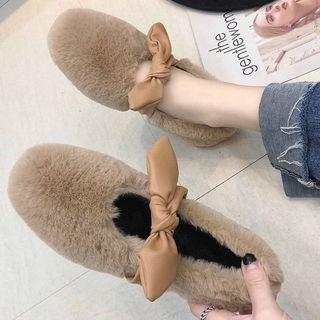 Bow Accent Furry Flats