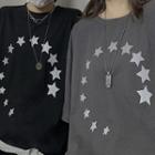 Couple Matching Star Print Elbow-sleeve T-shirt