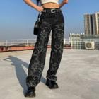 Flower Print Loose Fit Jeans