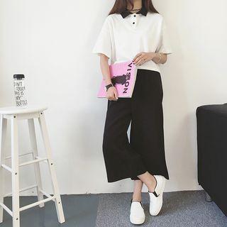 Cropped Short-sleeve Polo Shirt