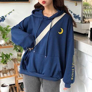 Moon Print Letter Hoodie
