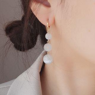 Faux Cat Eye Stone Dangle Earring 1 Pair - White - One Size