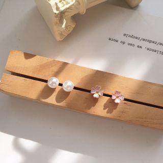 Flower / Faux Pearl Earring