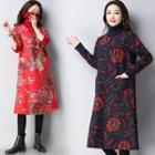 Turtleneck Long-sleeve Midi A-line Dress
