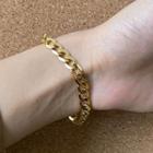 Stainless Steel Chunky Chain Bracelet E236 - Gold - One Size