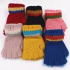 Ribbed Colour Block Fingerless Gloves