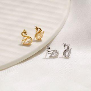 S925 Sterling Silver Small Swan Stud Earring