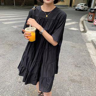 Set: Short-sleeve A-line Dress + Camisole Top