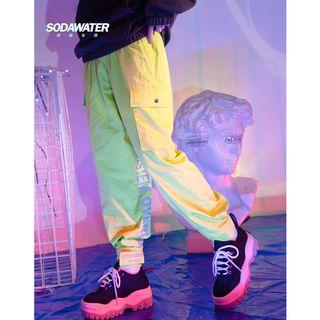 Lettering Adhesive Tab Cargo Pants