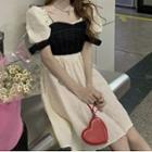 Puff-sleeve A-line Dress / Camisole Top