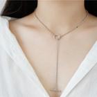 925 Sterling Silver Hoop & Bar Pendant Necklace Platinum - One Size