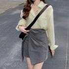 Light Shirt / Irregular Mini Pencil Skirt