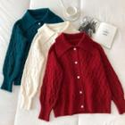 Long-sleeve Cable-knit Loose-fit Cardigan