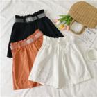 High-waist Wide-leg Plain Shorts