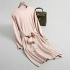 Long-sleeve Knit Dress With Sash