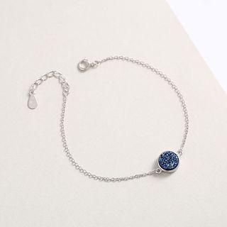 925 Sterling Silver Rhinestone Bracelet Bracelet - Rhinestone - Blue - One Size