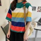 Short Sleeve Color Block Striped T-shirt