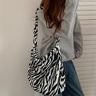 Zebra Print Fleece Crossbody Bag Zebra Print - Black & White - One Size