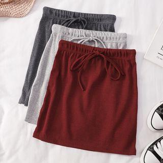 Drawcord Knit Skirt