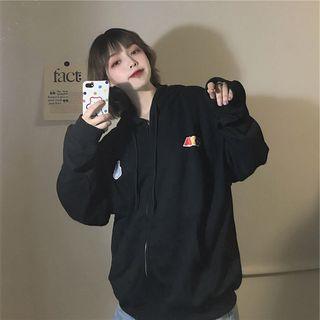 Lettering Hooded Oversize Zip Jacket
