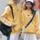 Couple Matching Lettering Heart Embroidered Hoodie