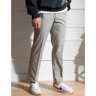 Buckled Pintuck-trim Straight-cut Pants