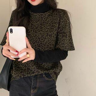 Leopard Short-sleeve T-shirt / Long-sleeve Plain Top