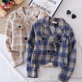 Long-sleeve Plaid Asymmetrical Jacket