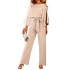 Flared-sleeve Tie-waist Jumpsuit