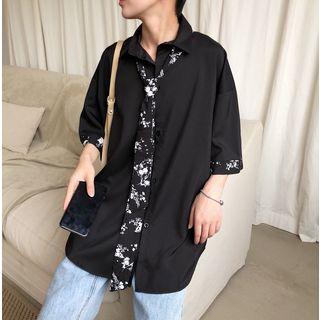 Floral Neck Tie Short-sleeve Shirt