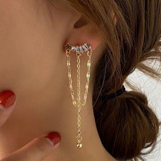 Rhinestone Chained Alloy Earring 1 Pair - Gold - One Size