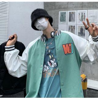 Color Block Baseball Couple Jacket