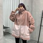 Fleece Panel Zip Jacket Pink - One Size