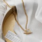 Stainless Steel Geometric Pendant Choker Choker - Gold - One Size