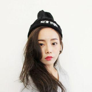 Letter Embroidered Knit Beanie