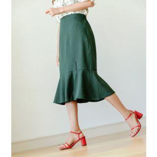 Plus Size Deep-slit Midi Mermaid Skirt