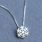 Snowflake Pendant Sterling Silver Necklace Silver - One Size