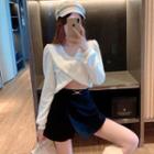 V-neck Blouse / High-waist Skort