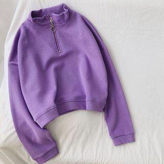 Stand-collar Half-zip Cropped Sweatshirt