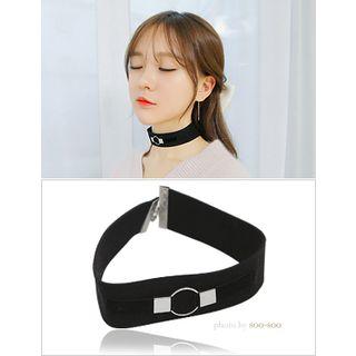 Metal-trim Faux-suede Bold Choker