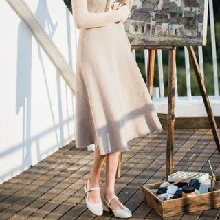 Knit Midi A-line Skirt