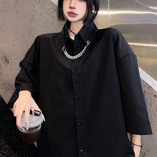 Short-sleeve Chain Shirt Black - One Size