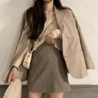 Long-sleeve Buttoned Knit Top / Blazer / Mini A-line Skirt